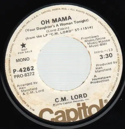C. M. Lord - Oh Mama / Oh Mama (Mono)