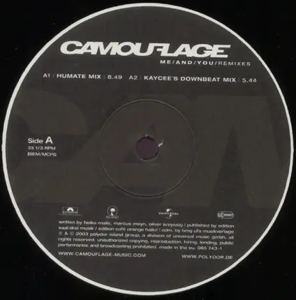 Camouflage - Me And You (Remixes)