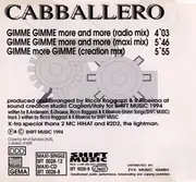 CD Single - Cabballero - Gimme Gimme More And More