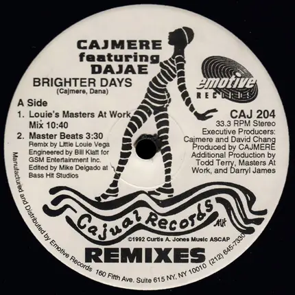 Cajmere Featuring Dajae - Brighter Days (Remixes)