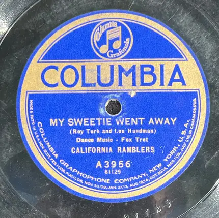 California Ramblers - My Sweetie Went Away / I Love Me