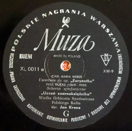 Weber / Dukas / Gershwin - Overture From Opera "Euryanthe". L'Apprenti Sorcier. An American In Paris.