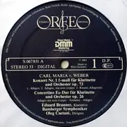 LP - Carl Maria von Weber - Die Klarinettenkonzerte