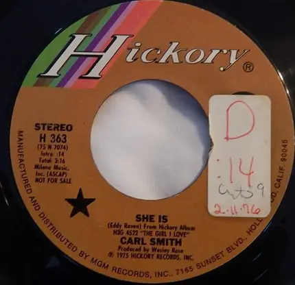 Carl Smith - I Can't Go On This Way / She Is