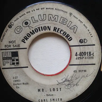 Carl Smith - Try To Take It Like A Man / Mr. Lost
