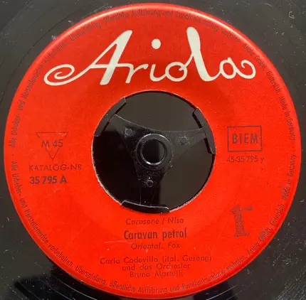Carla Codevilla , Orchestra Bruno Martelli - Strada 'nfosa/Caravan Petrol