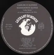 LP - Carlos D'Alessio / Marguerite Duras - India Song Et Autres Musiques De Films