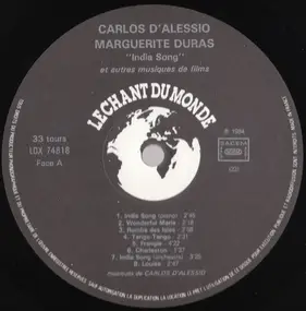 Carlos D'Alessio - India Song et Autres Musiques de Films