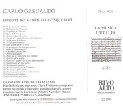 CD - Carlo Gesualdo - Quintetto Vocale Italiano - Libro VI De Madrigali A Cinque Voci