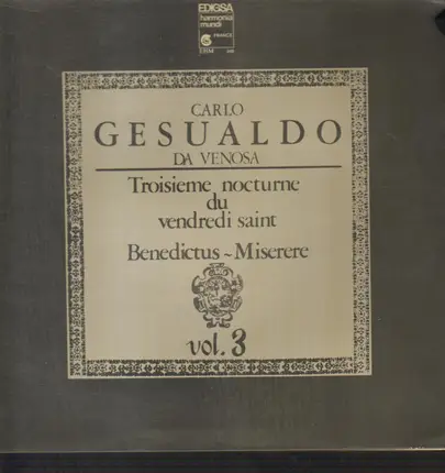 Carlo Gesualdo , Deller Consort , Alfred Deller - Troiseme Nocturne Du Vendredi Saint Benedictus - Miserere