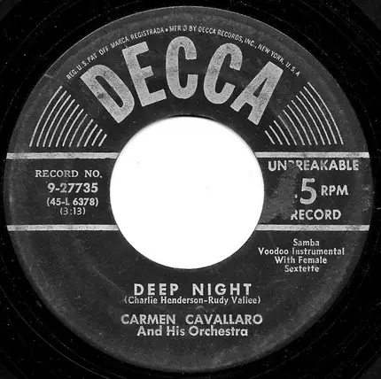 Carmen Cavallaro And His Orchestra - Deep Night / It's All In The Game