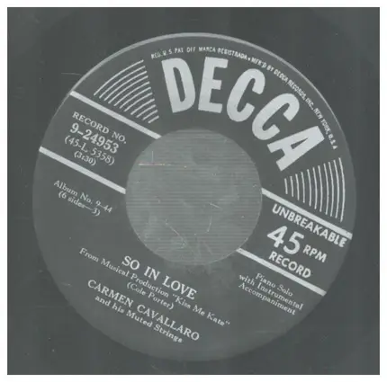 Carmen Cavallaro - So In Love / Sweetheart Of All My Dreams