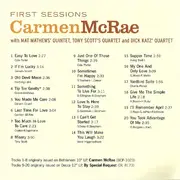 CD - Carmen McRae - First Sessions