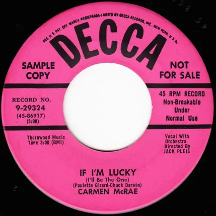 Carmen McRae - Ooh (What'cha Doin' To Me) / If I'm Lucky (I'll Be The One)