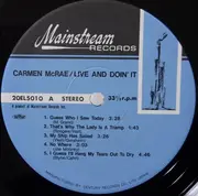 LP - Carmen McRae - Live And Doin' It