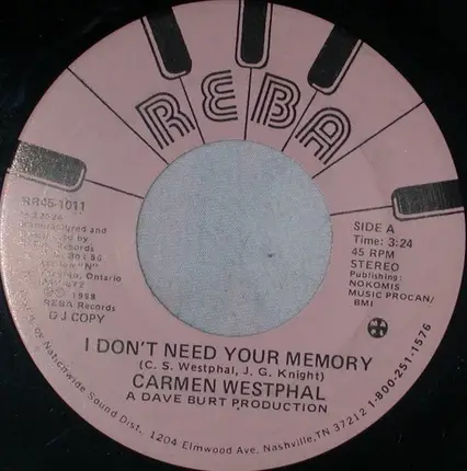 Carmen Westphal - I Don't Need Your Memory