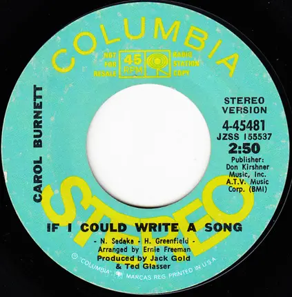Carol Burnett - If I Could Write A Song