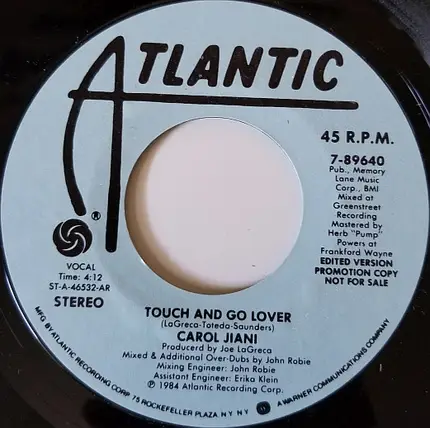 Carol Jiani - Touch And Go Lover