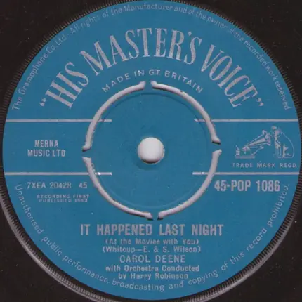 Carol Deene - James (Hold The Ladder Steady) / It Happened Last Night (At The Movies With You)