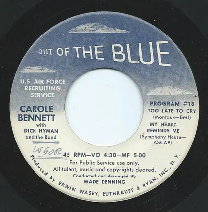 Carole Bennett , Dick Hyman And The Band - If You Feel Like singing, Sing. Sayonara