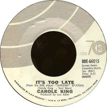 Carole King - It's Too Late / I Feel The Earth Move