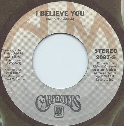 Carpenters - I Believe You