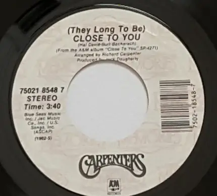 Carpenters - (They Long To Be) Close To You / Ticket To Ride