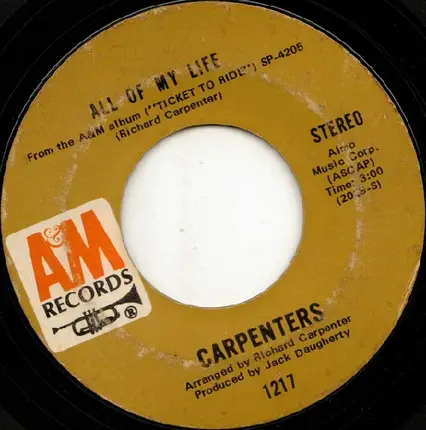 Carpenters - We've Only Just Begun / All Of My Life