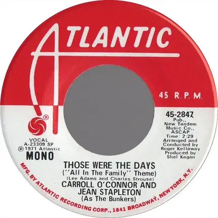 Carroll O'Connor And Jean Stapleton - Those Were The Days ("All In The Family" Theme)