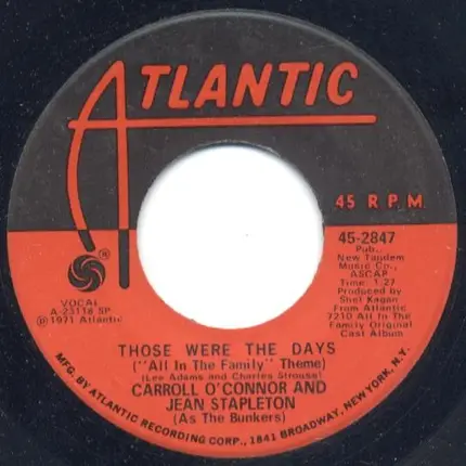 Carroll O'Connor And Jean Stapleton - Those Were The Days ('All In The Family' Theme)