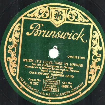 Castlewood Marimba Band - When It's Love-Time in Heaven / Honolulu Rose