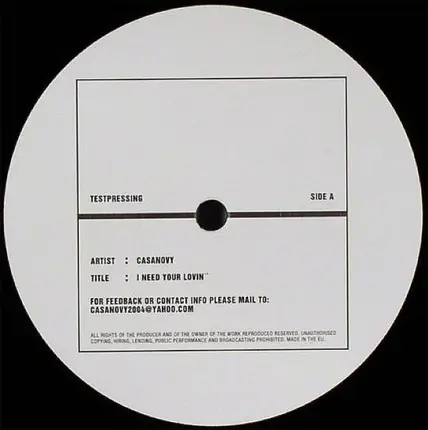 Casanovy - I Need Your Lovin'