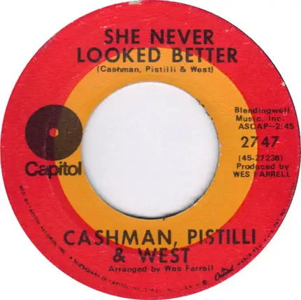 Cashman, Pistilli & West - Goodbye Jo / She Never Looked Better