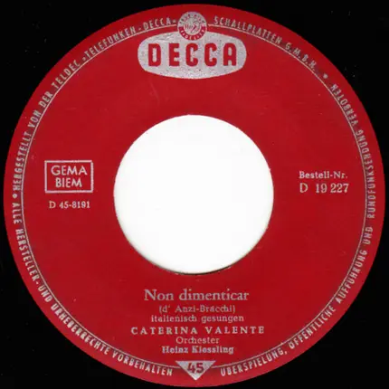 Caterina Valente - Arcobaleno / Non Dimenticar