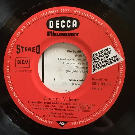 Caterina Valente - Rosalie, Mußt Nicht Weinen