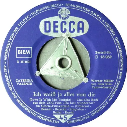 Caterina Valente - Schau Ich Zum Himmelszelt / Ich Weiß Ja Alles Von Dir