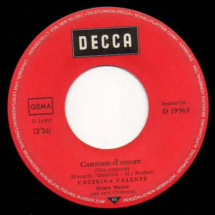 Caterina Valente - Canzone D' Amore