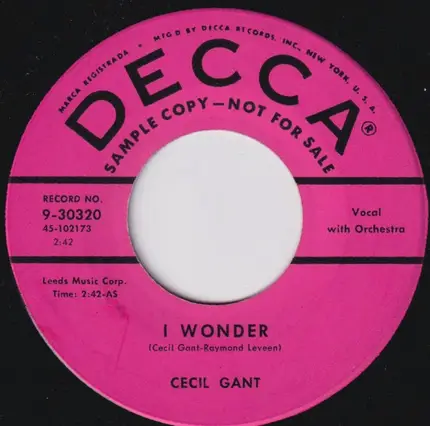 Cecil Gant - I Wonder / Cecil's Boogie