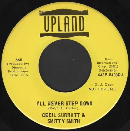 Cecil Surratt And Smitty Smith - City Of Clay / I'll Never Step Down