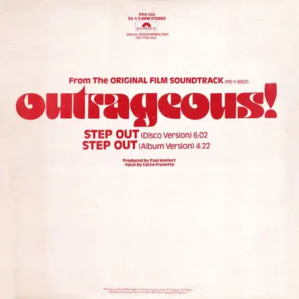 Cecile Frenette - Step Out - From The Original Film Soundtrack 'Outrageous!'