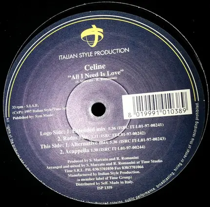 Celine - All I Need Is Love