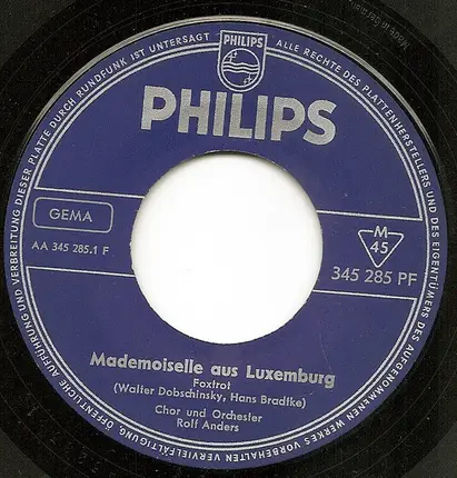 Chor Rolf Anders Und Orchester Rolf Anders - Mademoiselle Aus Luxemburg