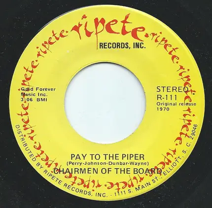 Chairmen Of The Board - Dangling On A String / Pay To The Piper