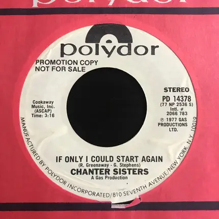 Chanter Sisters - If Only I Could Start Again