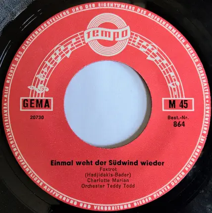 Charlotte Marian / Erika Berg - Einmal Weht Der Südwind Wieder / Heißer Sand
