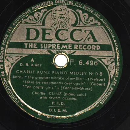 Charlie Kunz - Charlie Kunz Piano Medley, No. D.8
