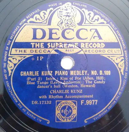 Charlie Kunz - Piano Medley No. D.109