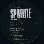 LP - Charlie Parker - Lullaby In Rhythm Featuring Charlie Parker - Mono