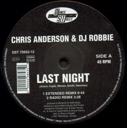 Chris Anderson & DJ Robbie - Last Night (Remix)