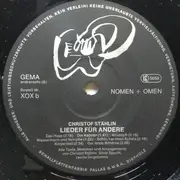 LP - Christof Stählin - Lieder Für Andere - NOMEN + OMEN at 3 o'clock on labels